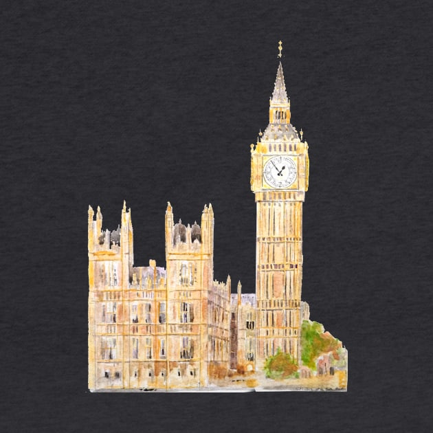 London Big Ben  palace of Westminster watercolor painting by colorandcolor